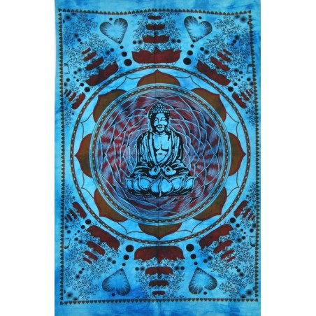 Tenture Buddha Divinità Dio Buddismo Batik Blu